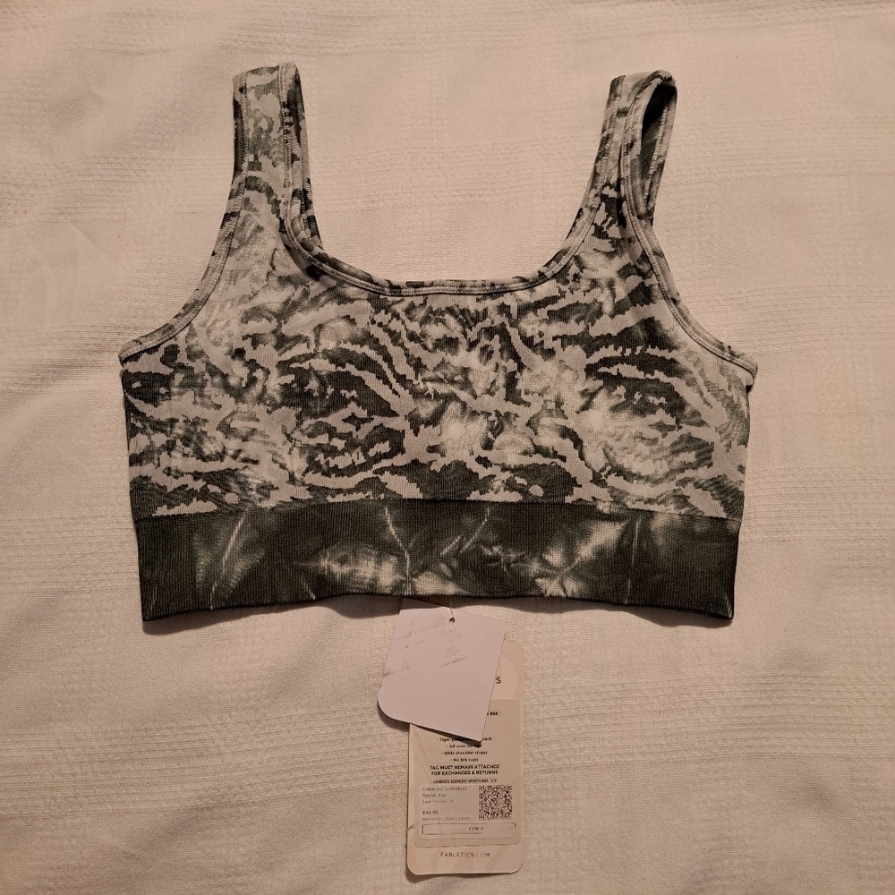 Fabletics women's size small Cameron Seamless Sports Bra gray/green New